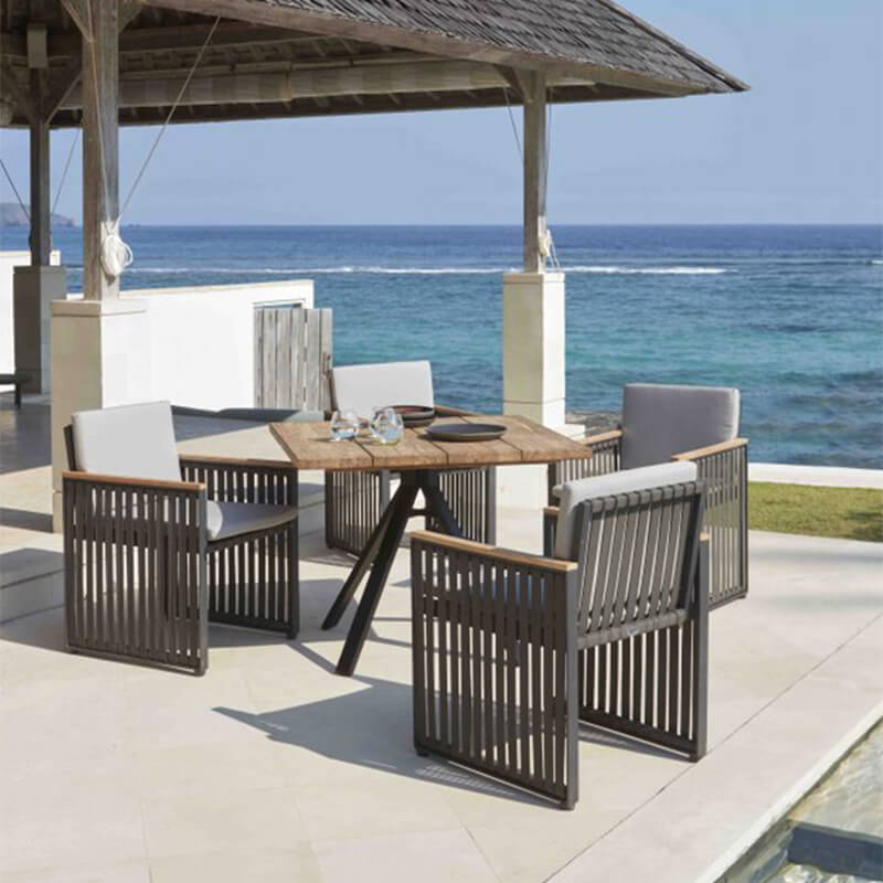 Horizon Modern Outdoor Sofa Set in a patio setting, highlighting its sleek design and comfort.