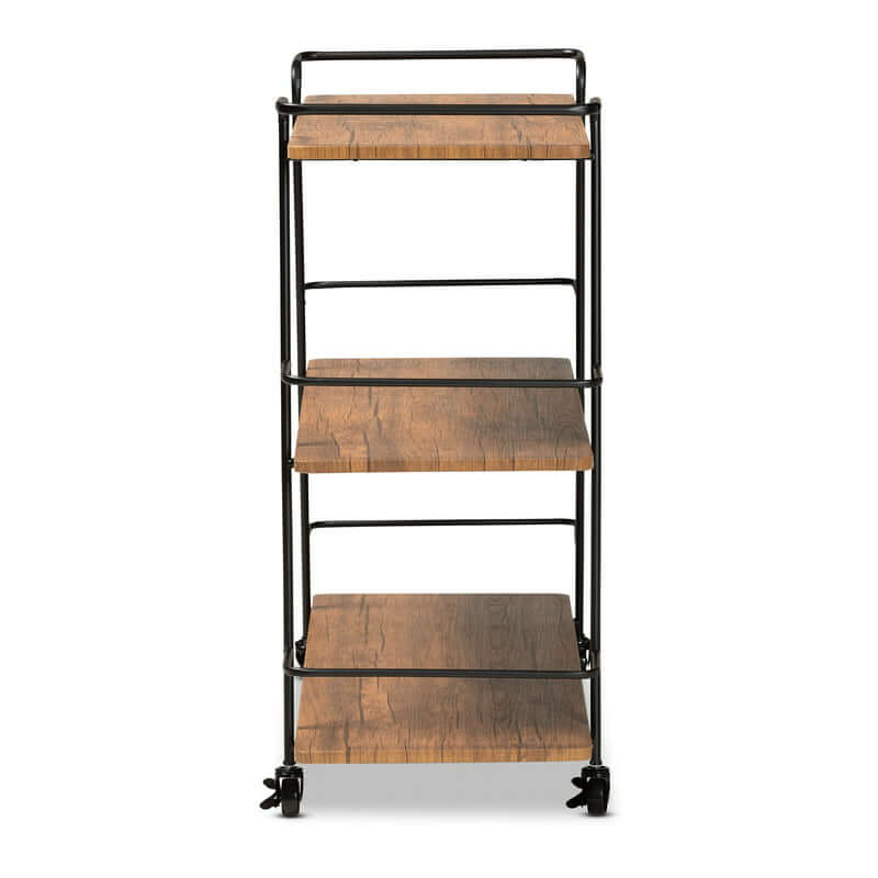 Urban Luxe Mobile Wine Bar Cart set up for a gathering, displaying wine bottles and barware essentials on its stylish shelves.
