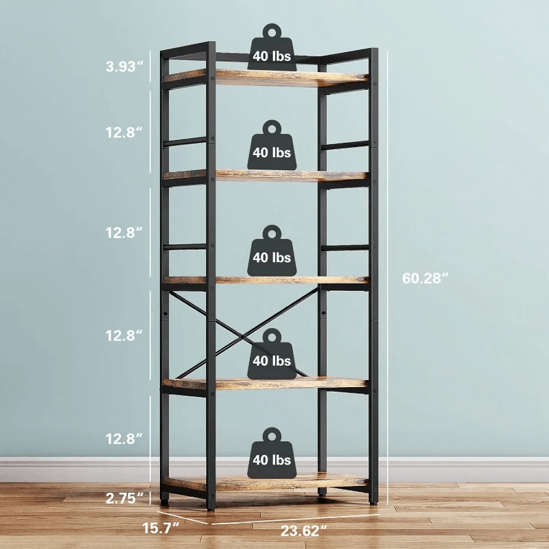 Chic industrial kitchen shelving unit with baked goods displayed.
