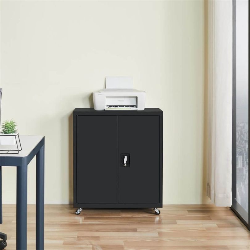 Side angle of the industrial filing cabinet highlighting its sleek design and sturdy build.