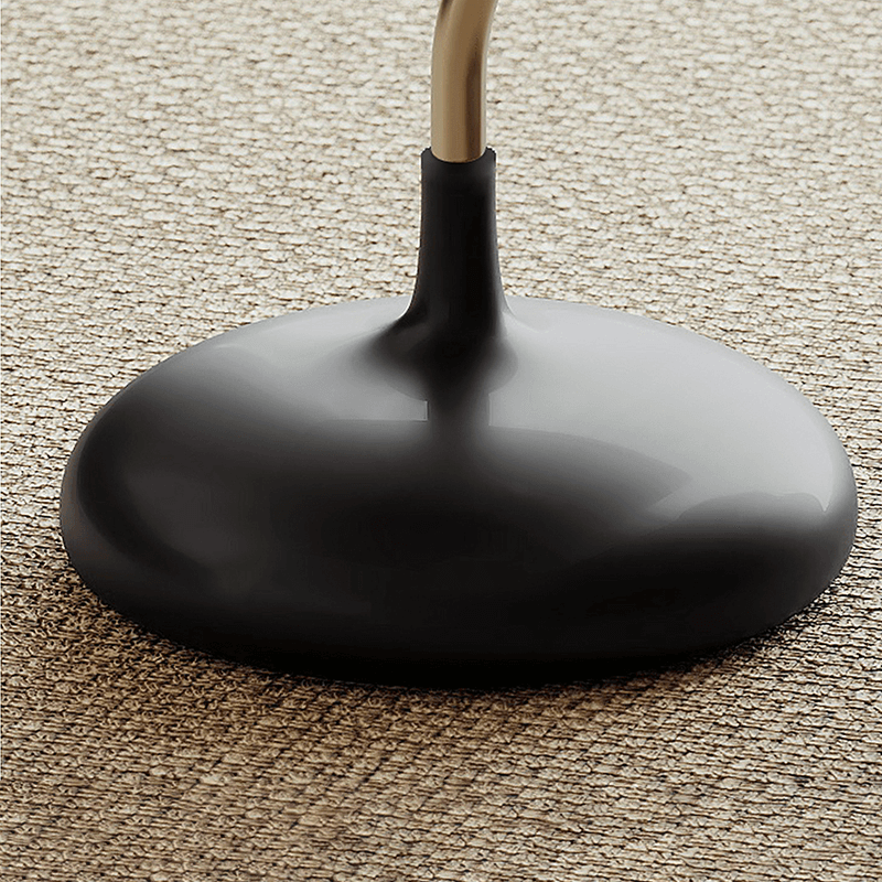Side angle of the minimalist side table with storage drawers, highlighting its compact size for small spaces.