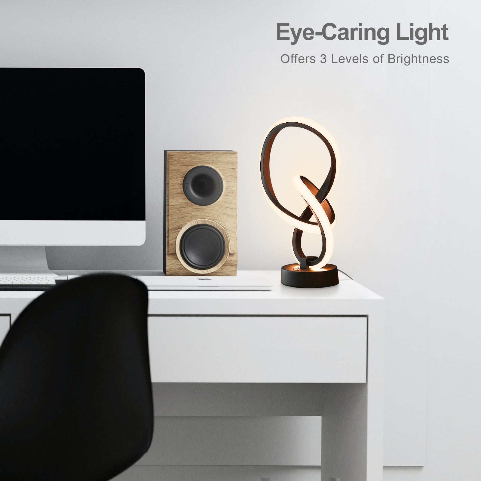 Elegant dimmable LED table lamp showcasing sleek black aluminum design