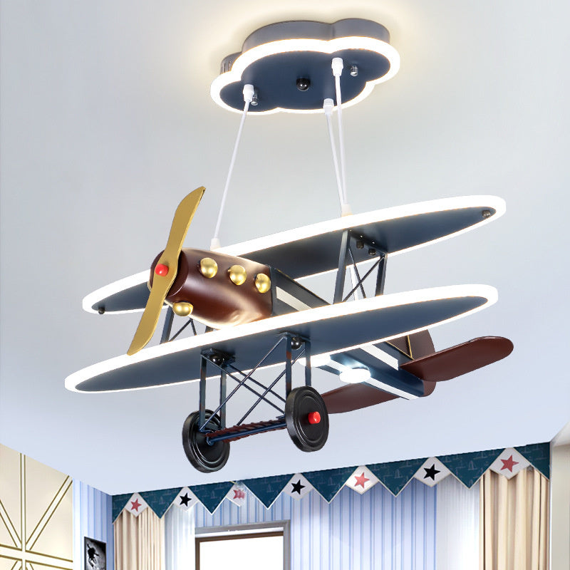 Close-up view of the Skyward Dreams Airplane LED Pendant Light highlighting its quality finish and playful style.