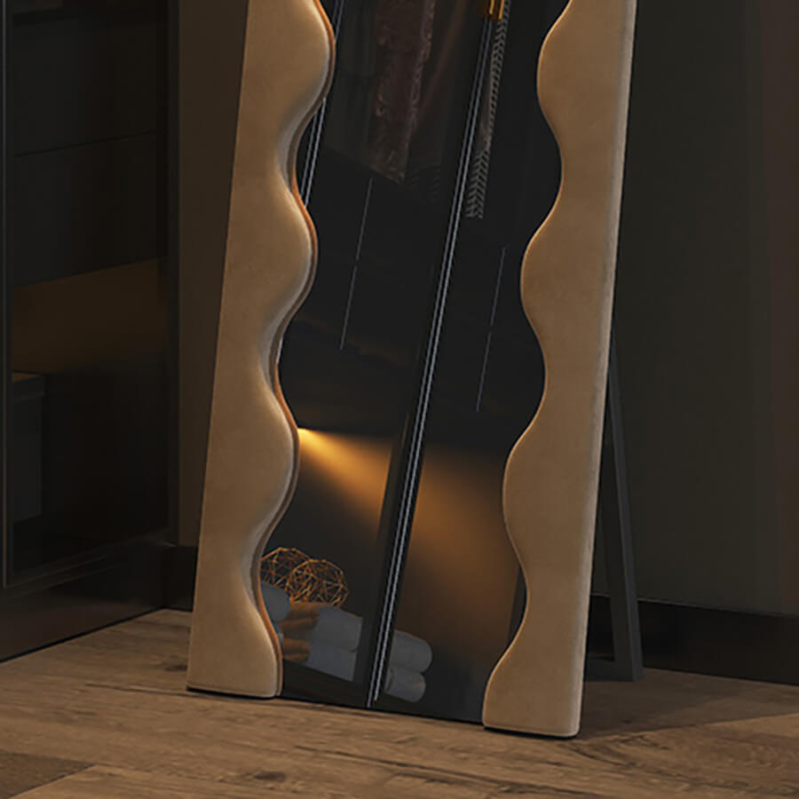 Front view of the classic retro wavy full body mirror showcasing its elegant design.