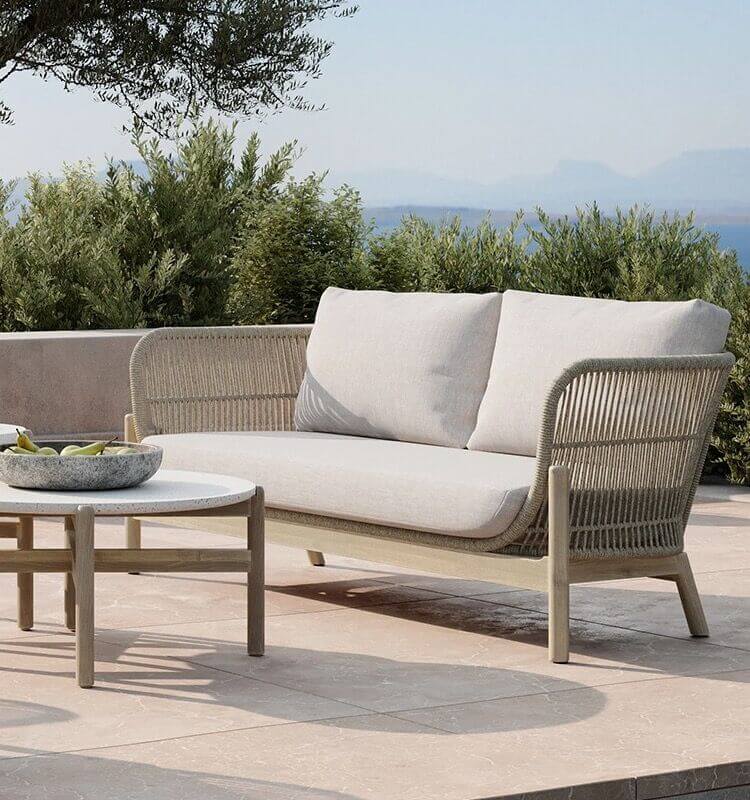 Coffee table from Kettler Luxe Outdoor Sofa Set, ideal for drinks and snacks.