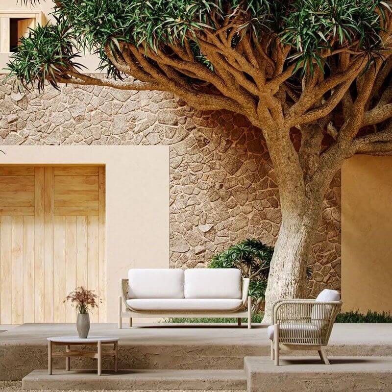 Full view of Kettler Luxe Outdoor Sofa Set with customized cushion colors.
