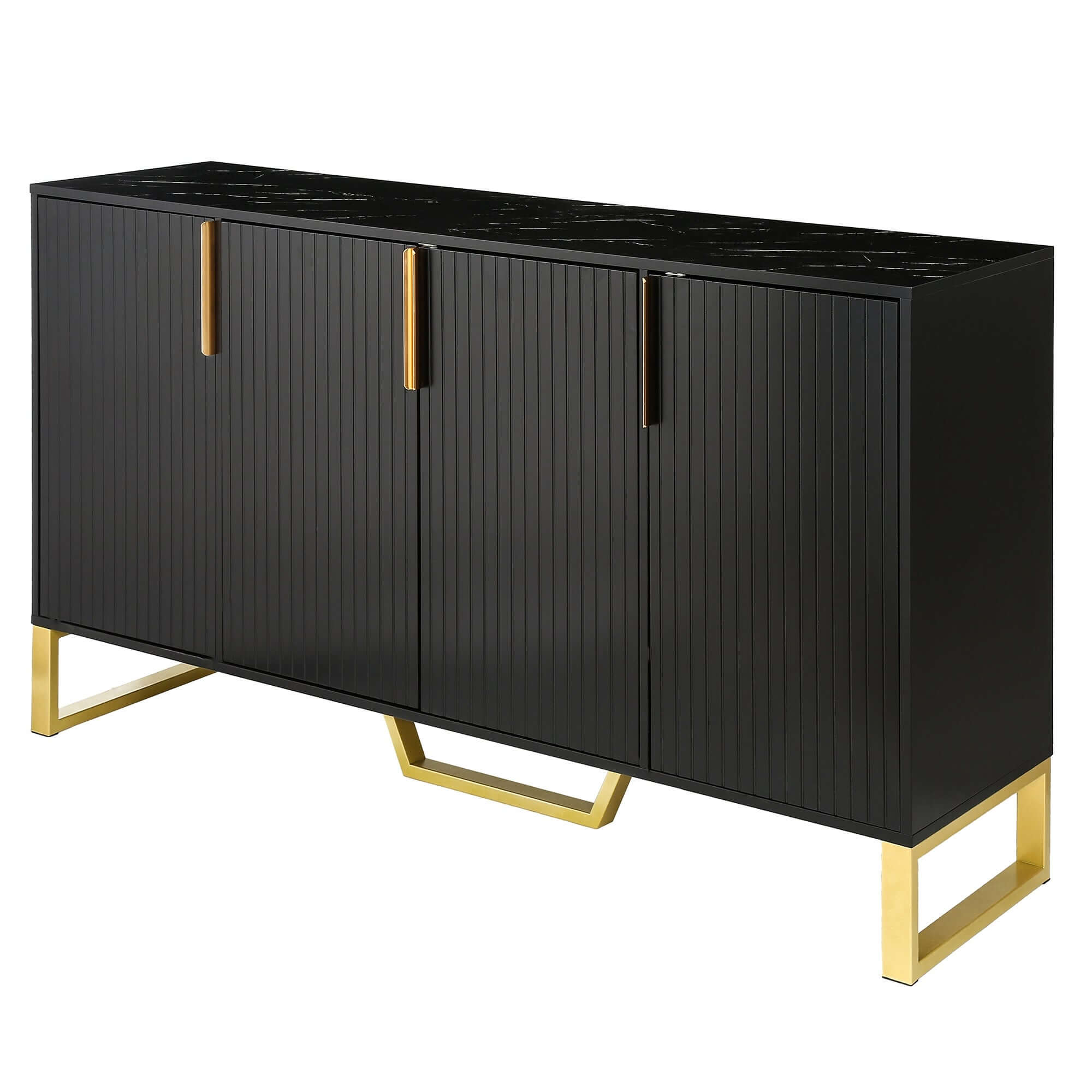 Interior view of the sideboard cabinet, highlighting the adjustable shelves and storage space.