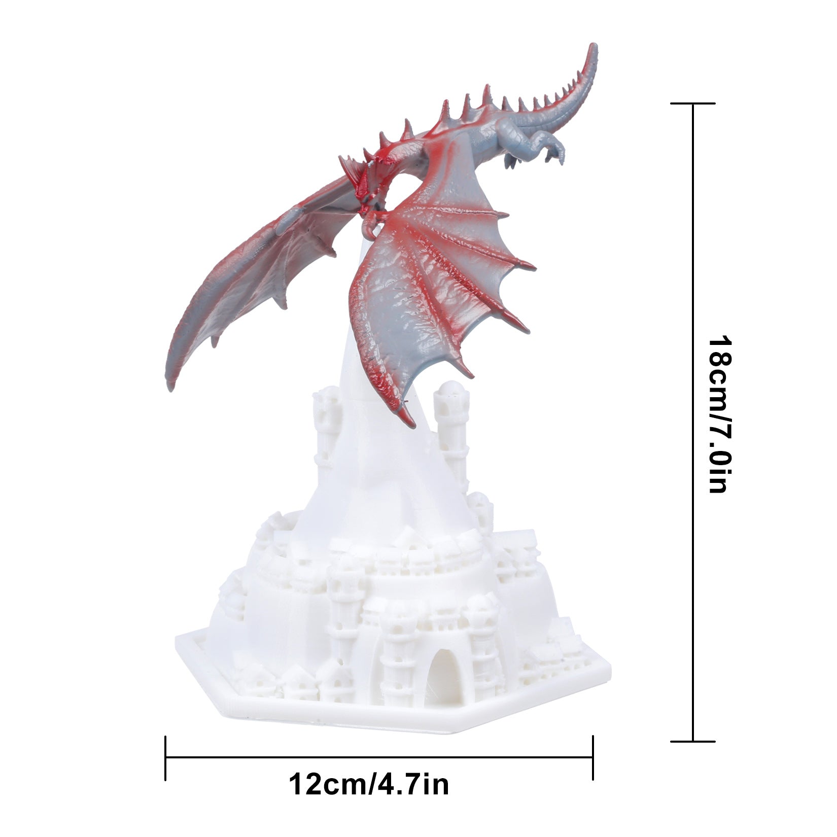 3D printed dragon lamp showcasing intricate details and blue illumination from the front angle.