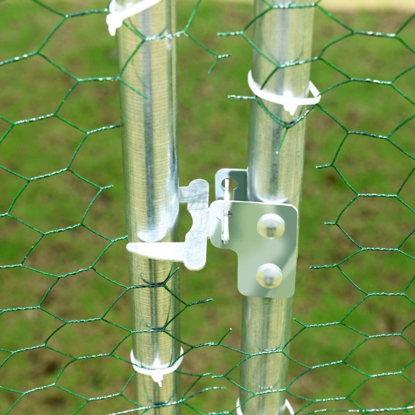 Durable metal coop featuring a waterproof cover and contemporary design.