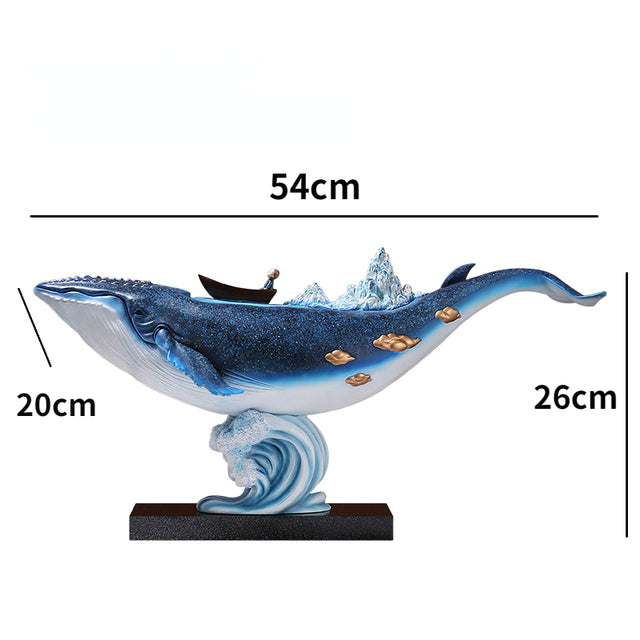 Whale-shaped decor piece adding a touch of sophistication to a living room.