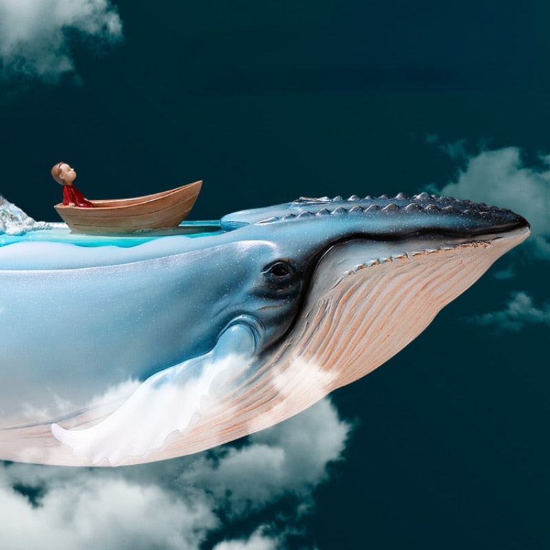 Whale-shaped decor piece adding a touch of sophistication to a living room.