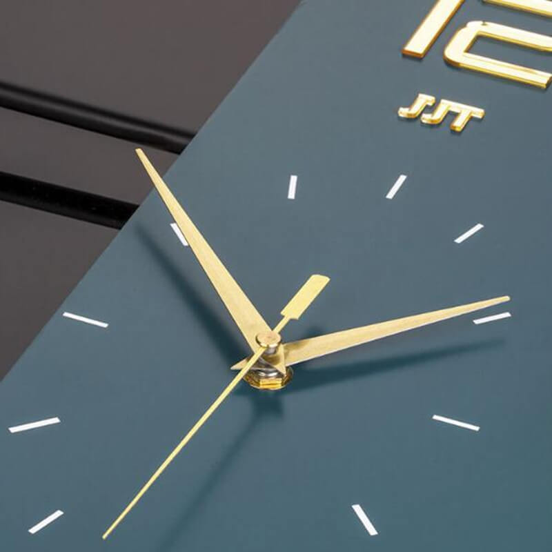 Close-up view of the Geometric Luxe Square Wall Clock, emphasizing the textured details