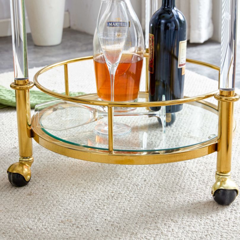 Elegant Two-Tier Acrylic Bar Cart with Wheels - Image 9