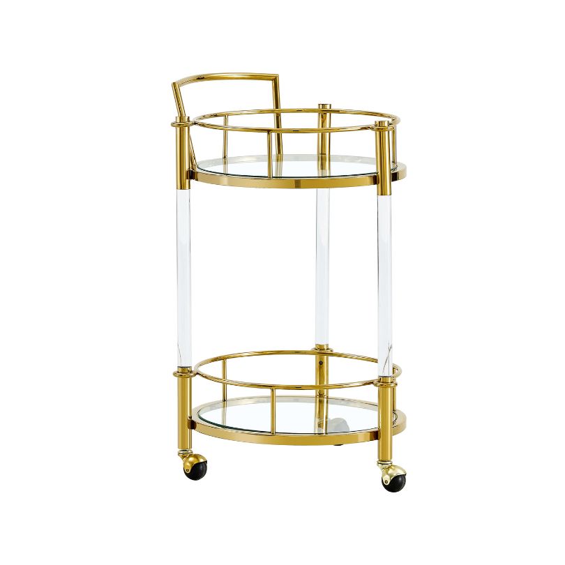 Elegant Two-Tier Acrylic Bar Cart with Wheels - Image 10