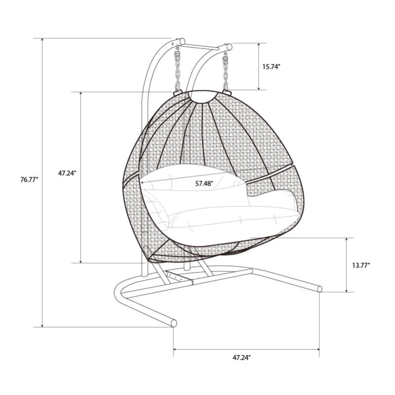 Premium two-seater wicker hanging egg chair in a serene garden setting