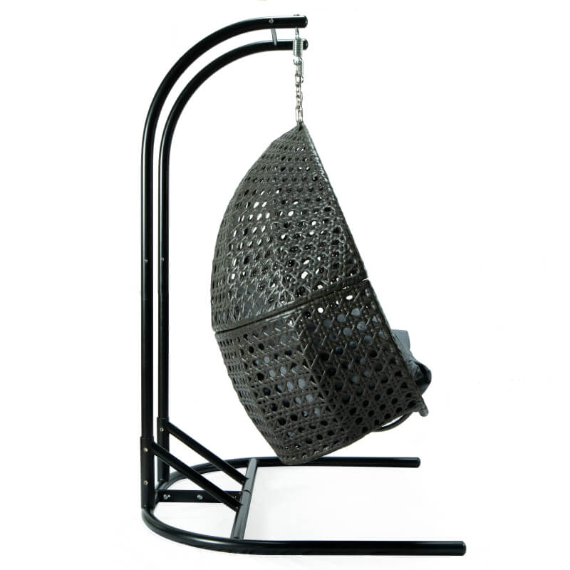 Close-up view of the durable wicker design of the hanging egg chair