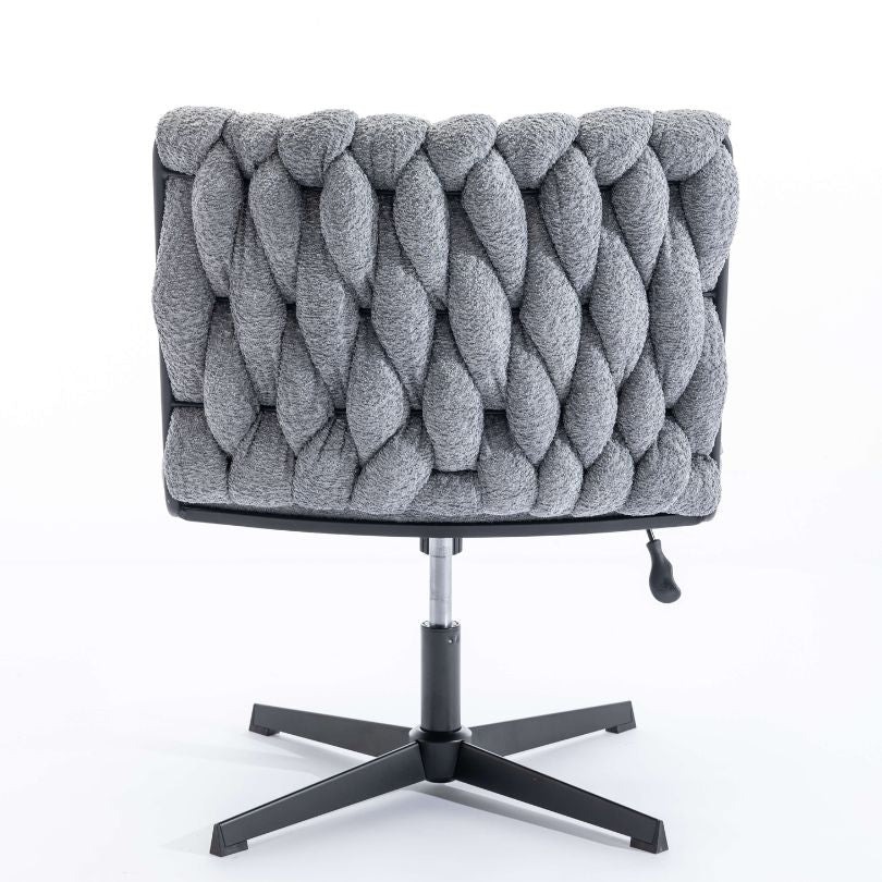Premium grey armless swivel office chair showcasing its elegant design and comfort features.