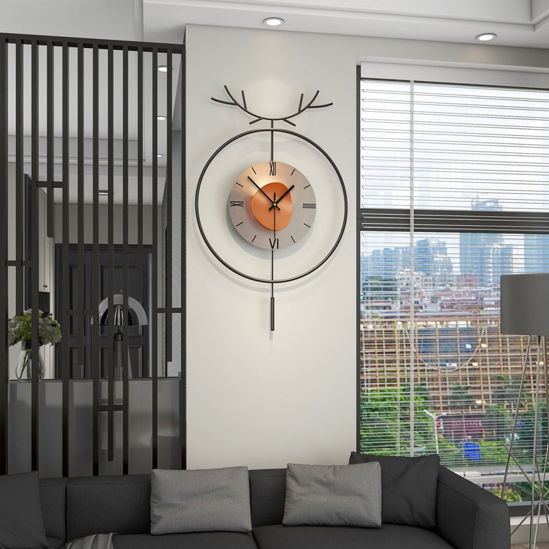 Elegant 3D round metal wall clock in a café setting, enhancing the ambiance.