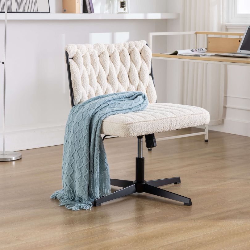 Close-up of the plush seat and backrest of the luxury chair.