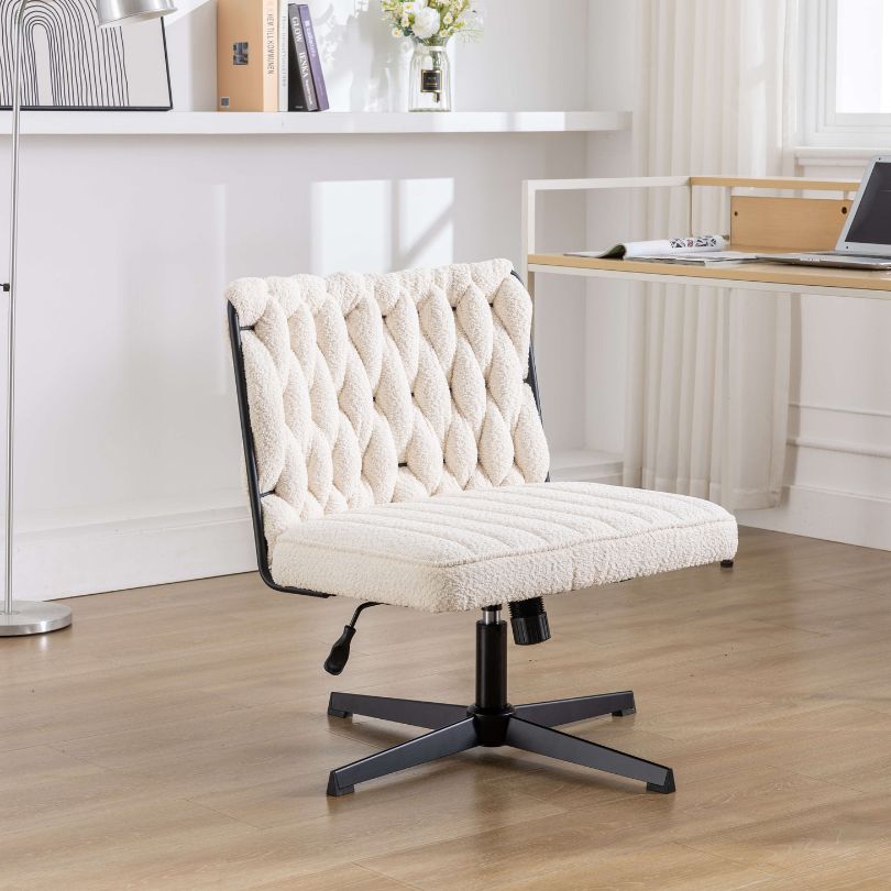 Close-up of the plush seat and backrest of the luxury chair.