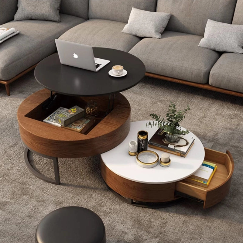 Stylish display of books and decor on the shelf of the lift top coffee table, highlighting its storage capabilities.