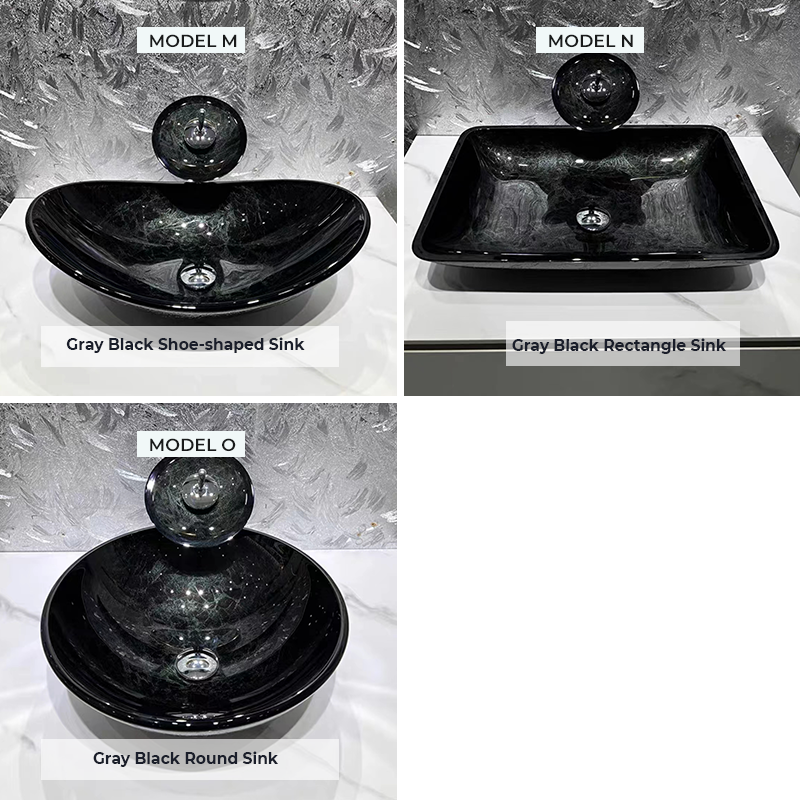 Contemporary gray blue rectangular tempered glass sink showcasing its sleek design.