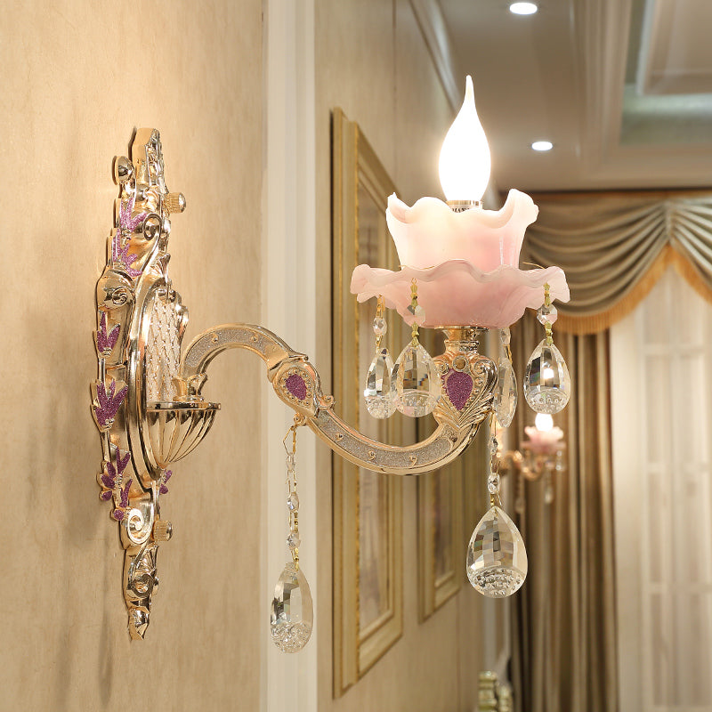 Installation of the wall sconce in a stylish living room setting, enhancing the decor.