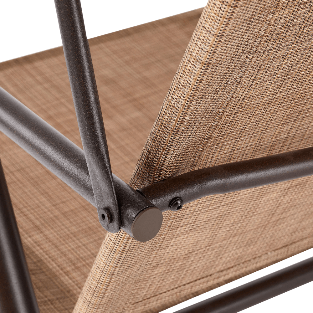 Sand Dune canopy swing from an angle, illustrating its adjustable canopy during sunny weather.