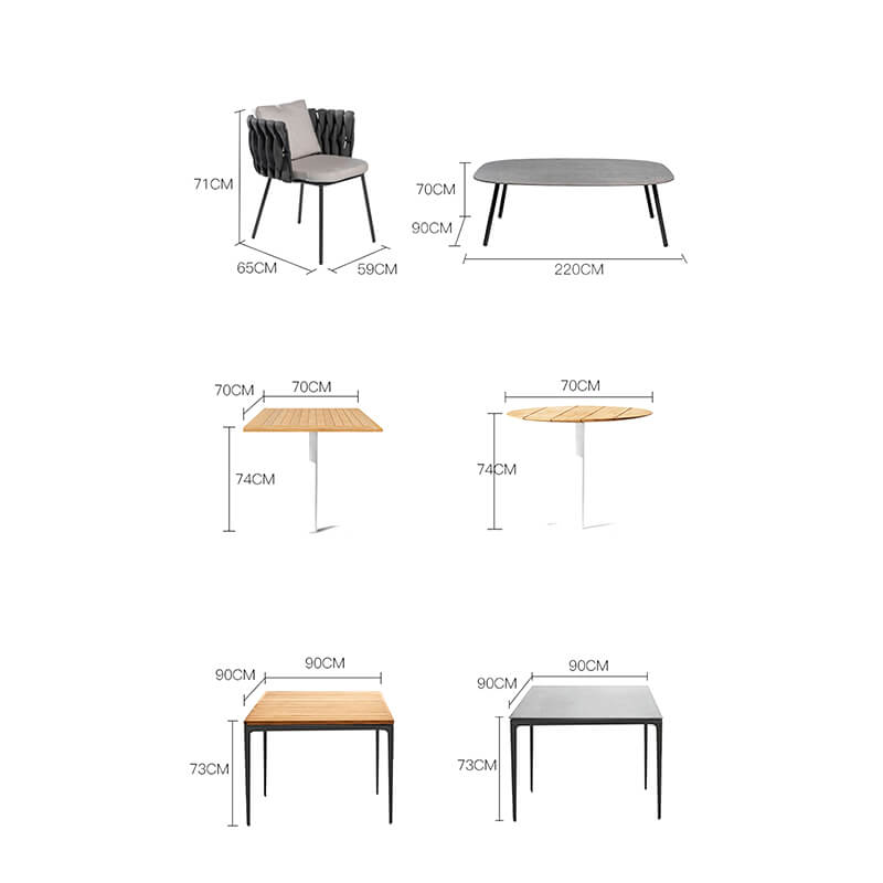 Marina outdoor dining set set up in a stylish patio setting, perfect for family meals.