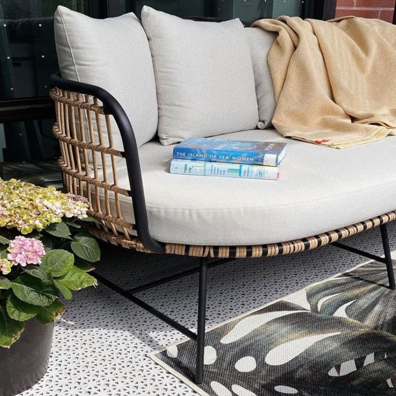 Chic Mid-Century Rattan Patio Conversation Set - Image 3