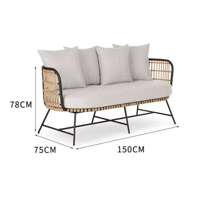 Chic Mid-Century Rattan Patio Conversation Set - Image 9