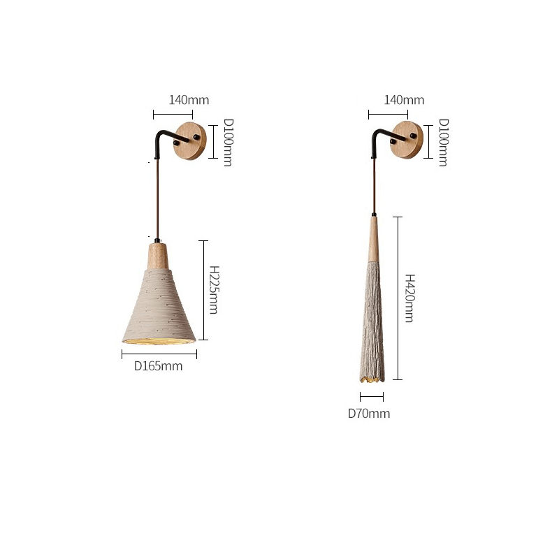 Close-up of the natural wood finish on the wall sconce