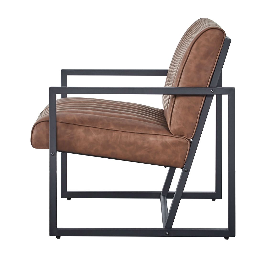 Detail shot of armrest and upholstery texture on the mid century sofa