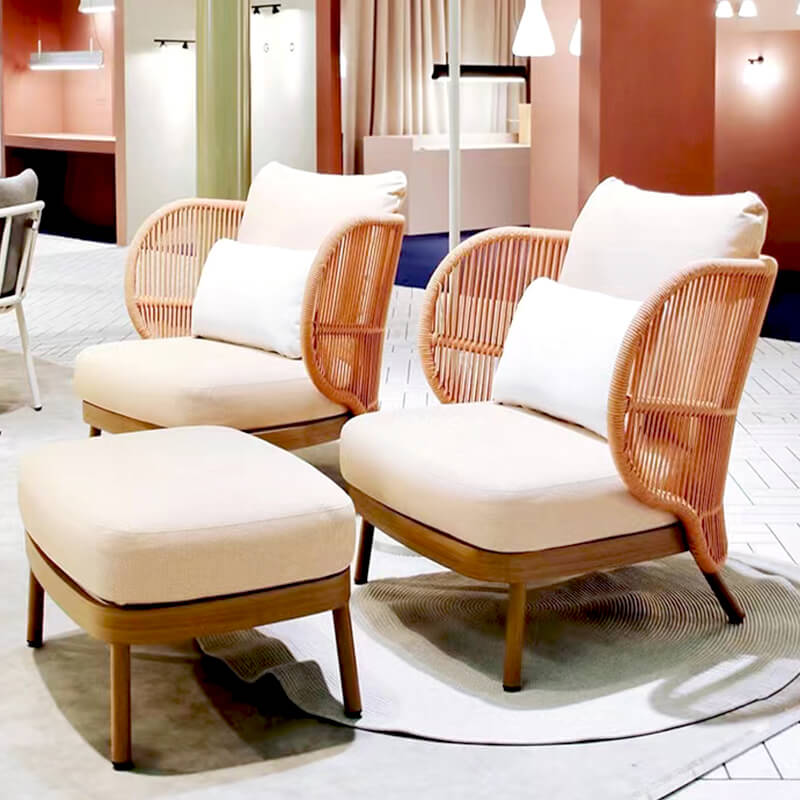 Family enjoying a gathering around the rattan outdoor furniture