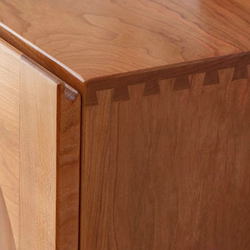 Side angle of the solid wood shoe storage cabinet, highlighting its adjustable dividers and eco-friendly materials.