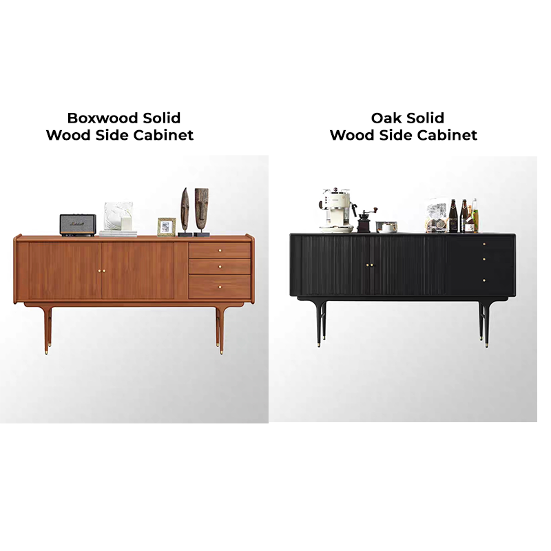 Front view of Nordic Elegance Wooden Storage Cabinet with drawers showcasing its sleek design.