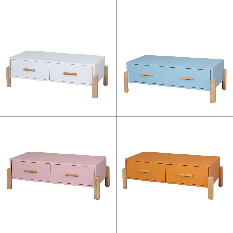 Vibrant 8-drawer dresser in a colorful bedroom setting, showcasing its modern design.