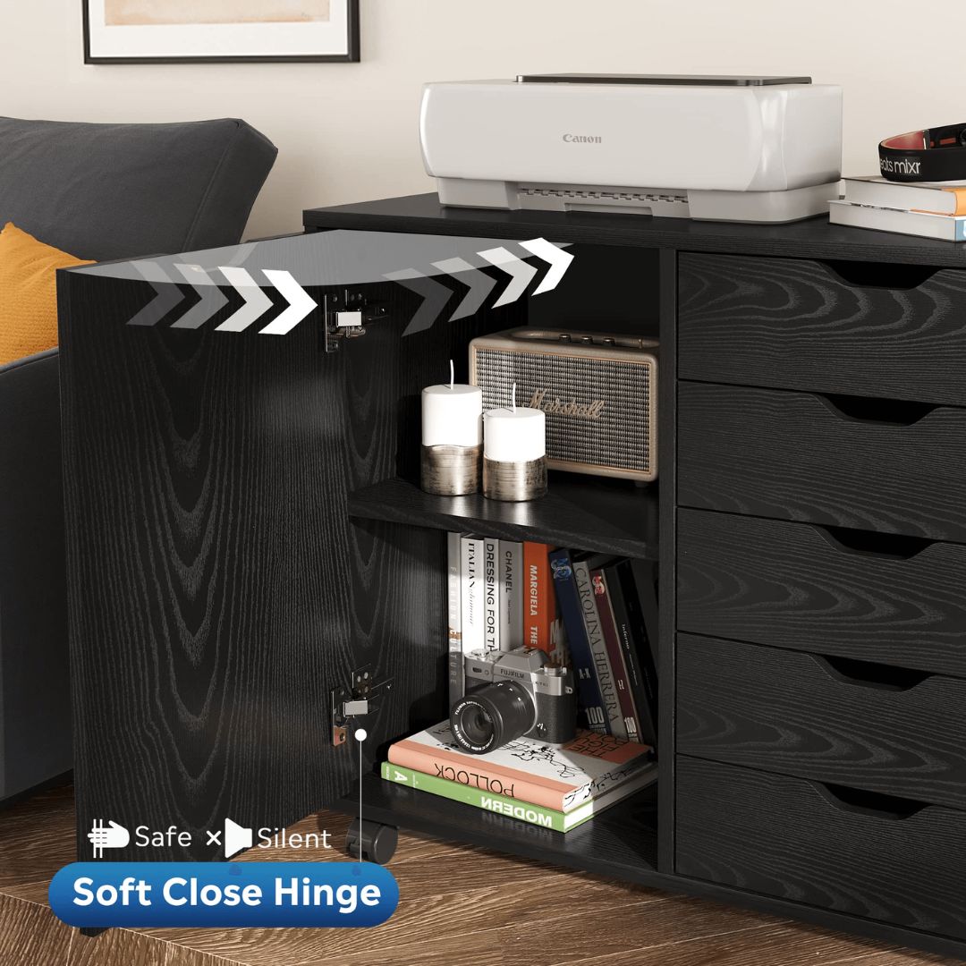 Close-up view of the stylish 5-drawer office cabinet showcasing its high-quality design.