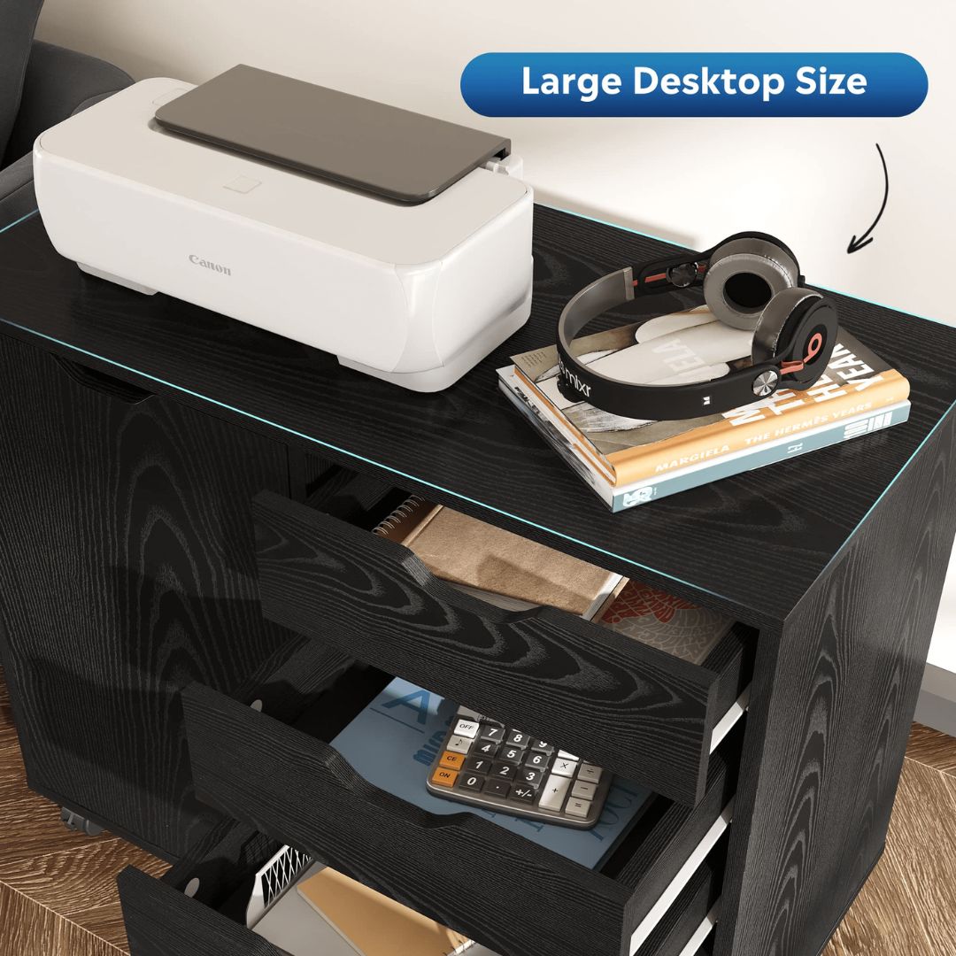 Sleek 5-drawer mobile office cabinet with wheels, perfect for modern workspaces.