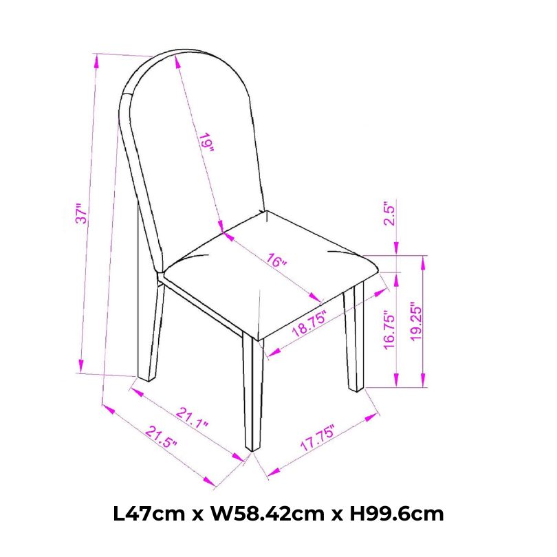 Top-down look highlighting the cushioned chairs and bench around the 60-inch table.