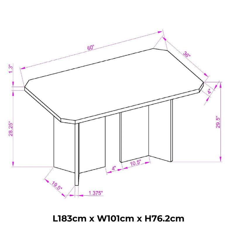 Angled view of the dining table set showcasing minimalist black design and rectangular shape.