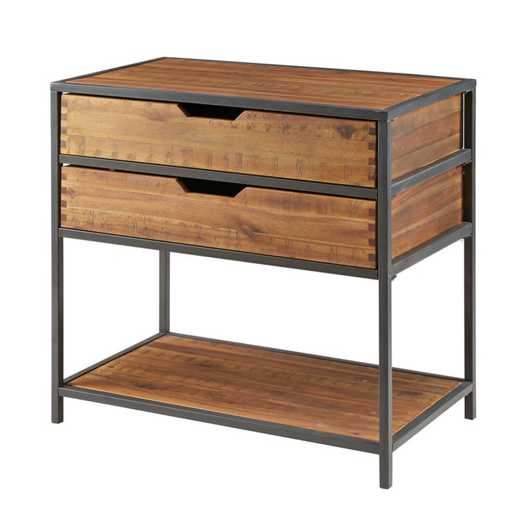 Modern accent chest displayed in a cozy living room, highlighting its practical storage features.