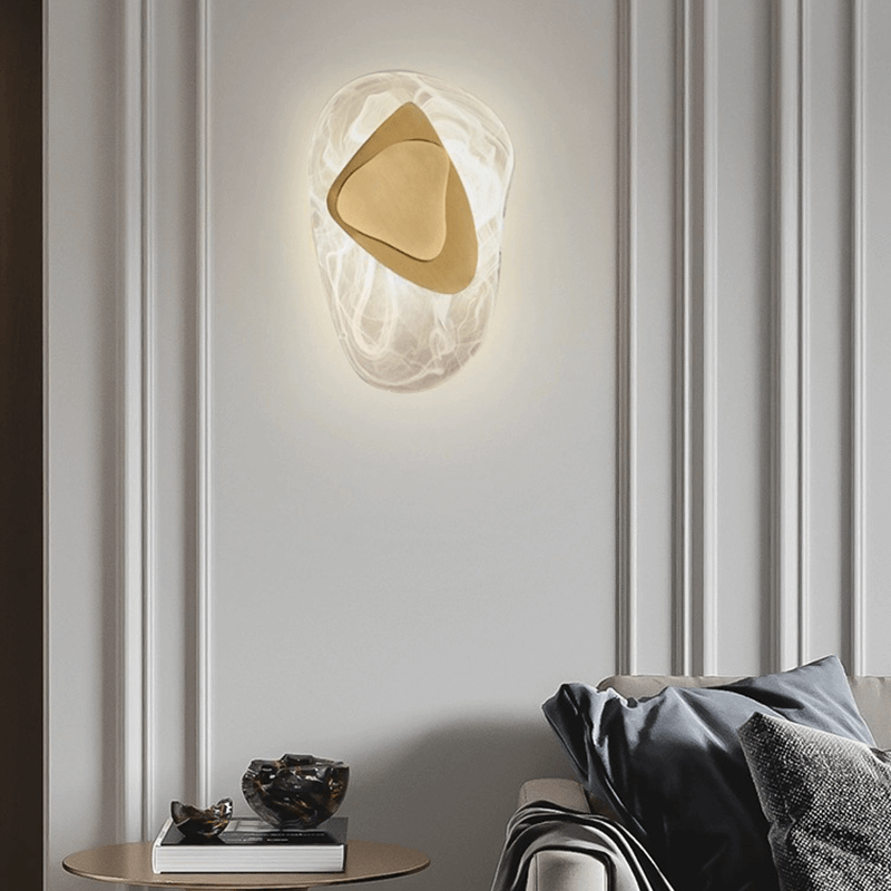 Chic 3-tone glass wall lamp in a modern living room setting, showcasing its elegant design.
