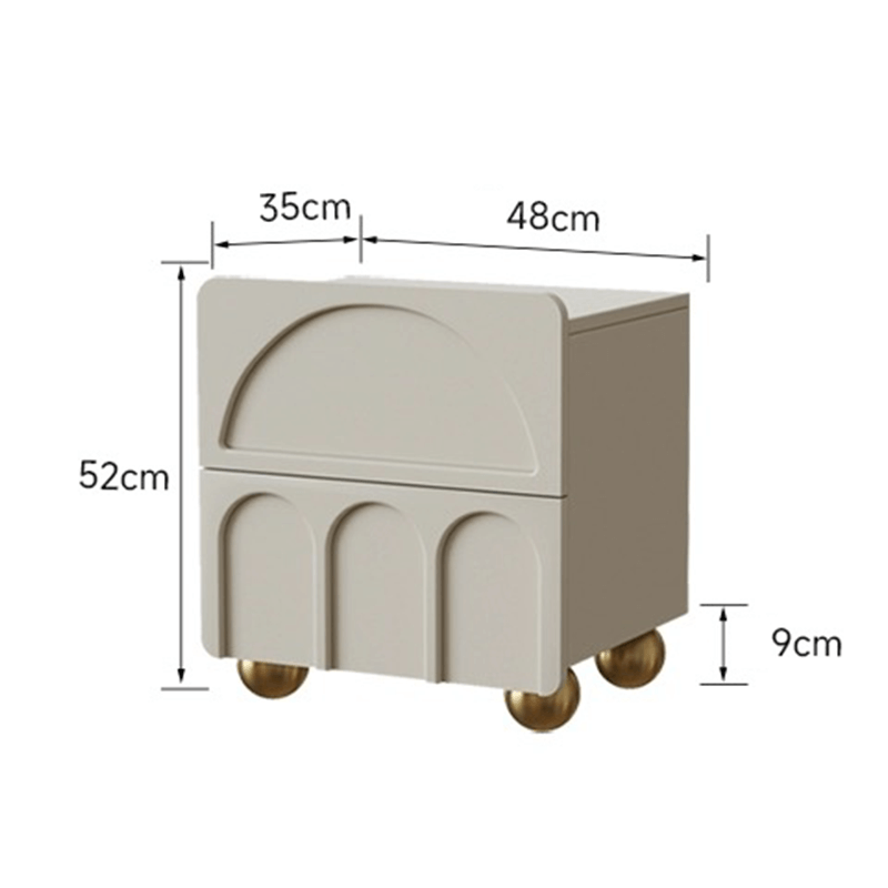 Close-up of the stylish drawers on the modern nightstand, highlighting the intricate detailing.