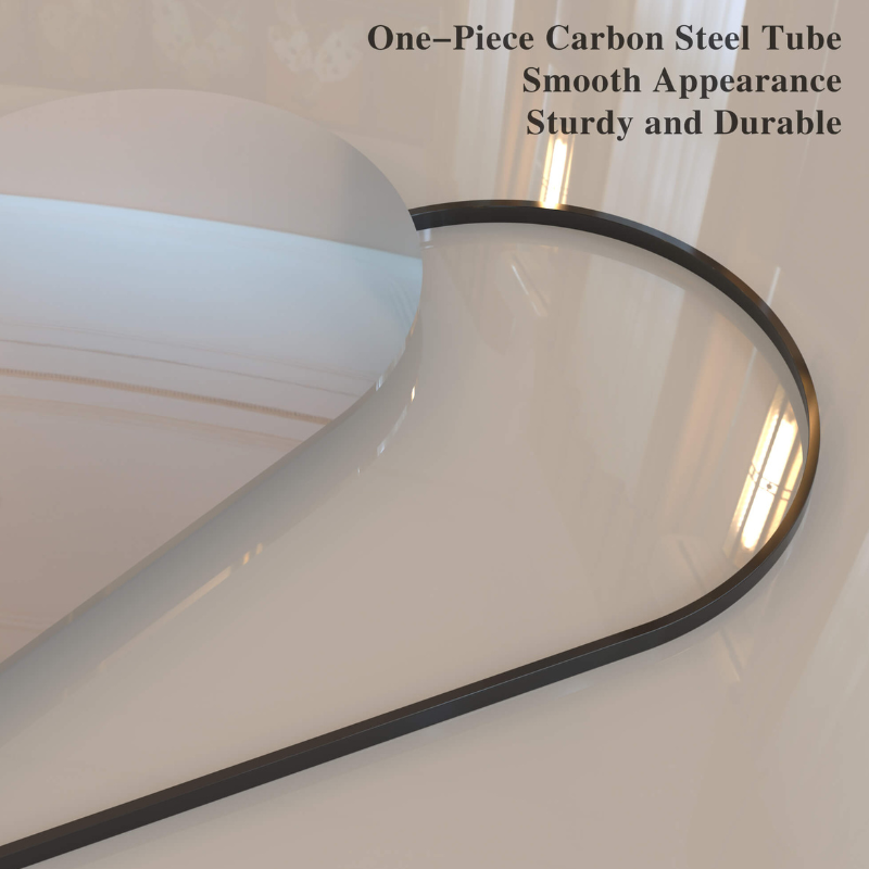 Full-length view of the arch mirror in a stylish bedroom, emphasizing its functional elegance.