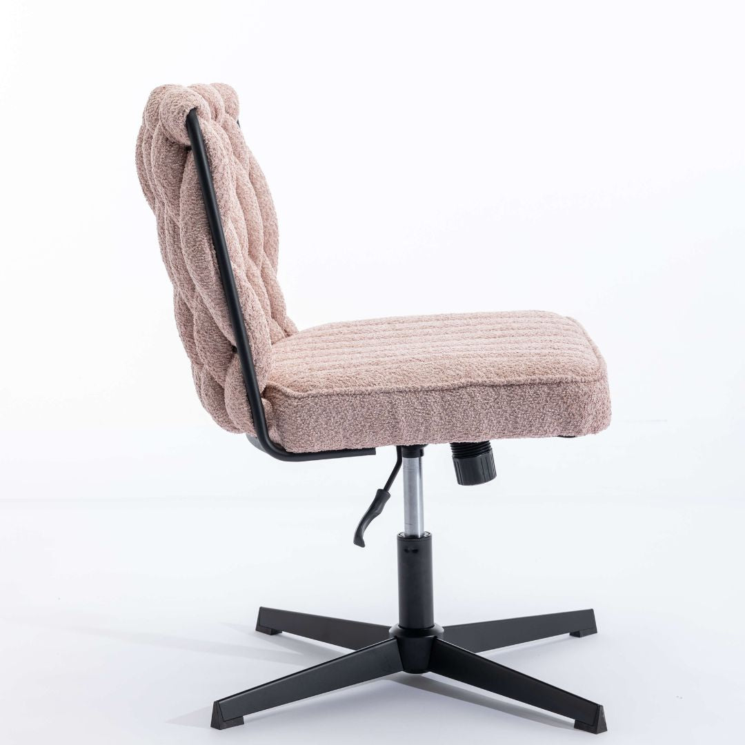 The chair set up in a cozy home office environment, demonstrating its functionality and aesthetic appeal.