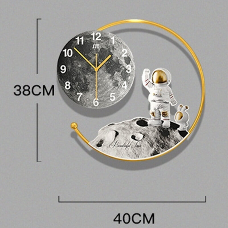 A side angle of the wall clock highlighting its geometric shape and sleek finish against a minimalist background.