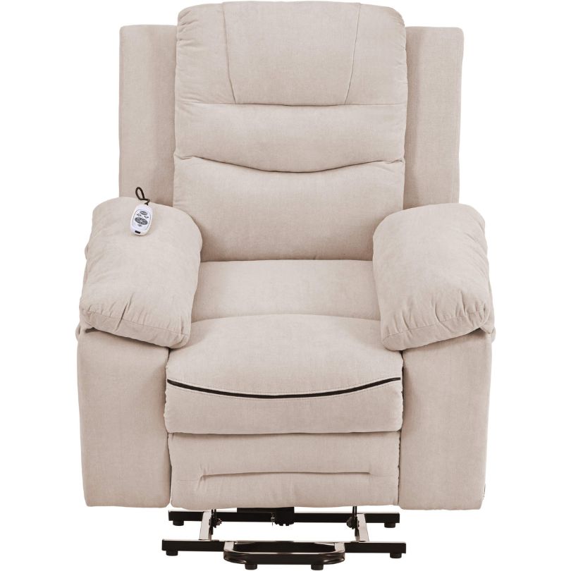 Detailed close-up of the massage control panel on the Modern Beige Massage Recliner Chair.