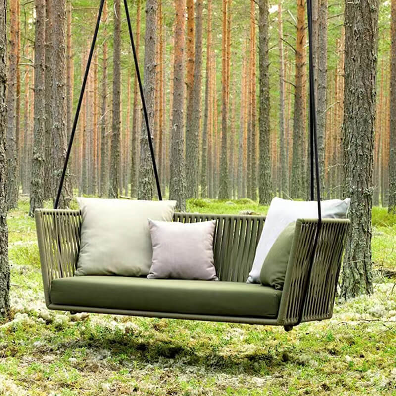 Elegant Rattan Modular Outdoor Sofa Set positioned in a garden setting, showcasing its stylish design.