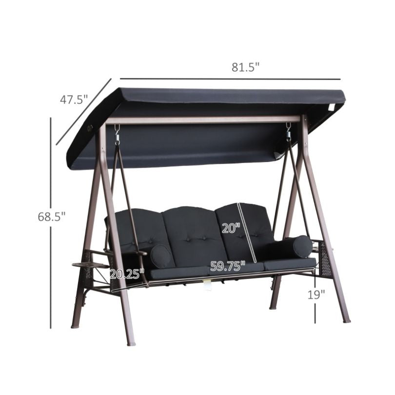 Family enjoying time on the 3-seater canopy chair in a sunny backyard.